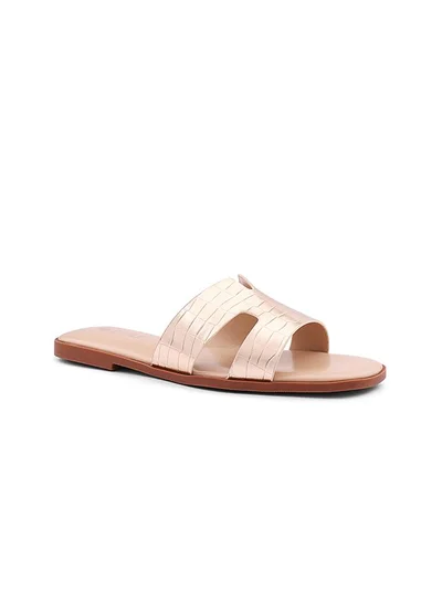 كابلي Cuple Croc-Embossed Double Strap Flat Slides