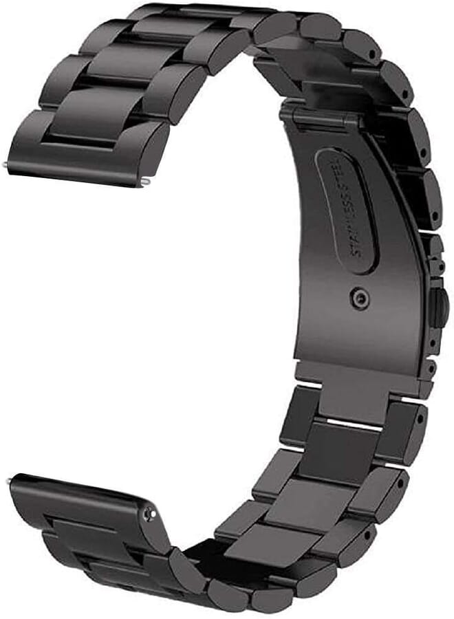 V-MORO 2 Pack Metal Strap Compatible with Galaxy Watch 46mm Strap/Gear S3 Classic Band 22mm Black Stainless Steel +Silver Band Replacement for Galaxy Watch 46mm R800/Gear S3 Frontier
