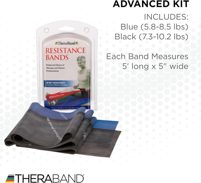 Theraband Advanced Resistance Band Set - Blue/Black for Strength Training and Rehabilitation - Image 2