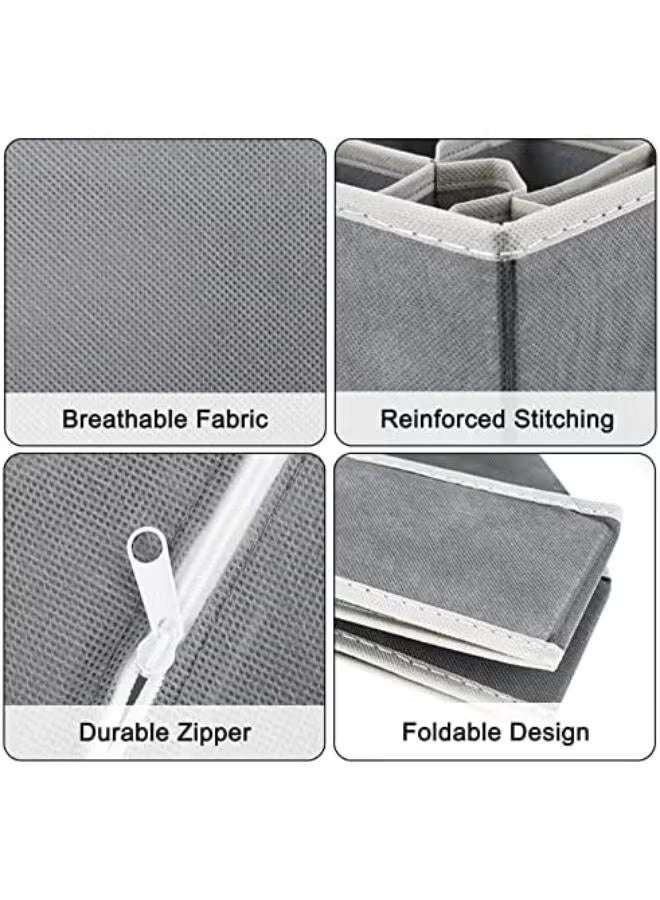مجموعة من 8 منظم ملابس داخلية قابلة للطي من سيتاكي، صناديق تخزين تحت السرير منظم للملابس الداخلية وحمالات الصدر والجوارب والعلاقات والأحزمة والقمصان بدون أكمام - مقسم خزانة الأدراج - منظمات الخزانة - 8 عبوات (رمادي) - Image 3