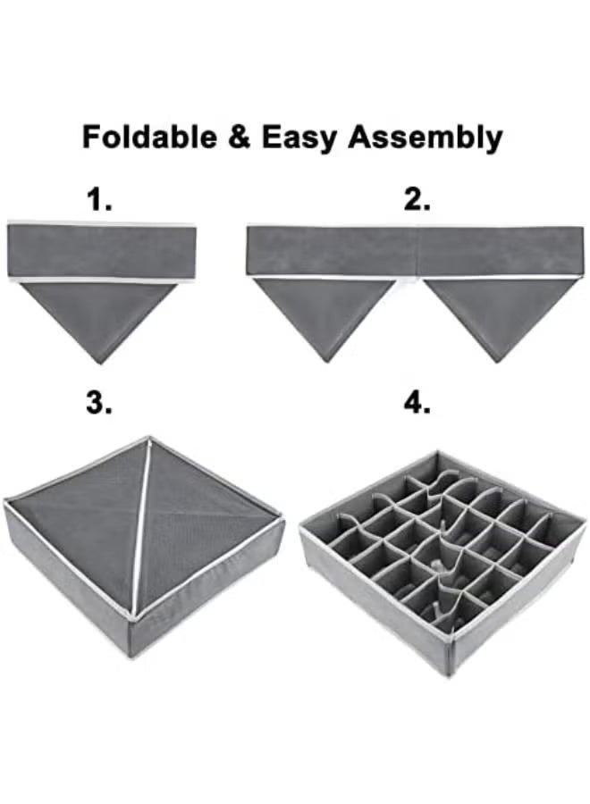 مجموعة من 8 منظم ملابس داخلية قابلة للطي من سيتاكي، صناديق تخزين تحت السرير منظم للملابس الداخلية وحمالات الصدر والجوارب والعلاقات والأحزمة والقمصان بدون أكمام - مقسم خزانة الأدراج - منظمات الخزانة - 8 عبوات (رمادي) - Image 4