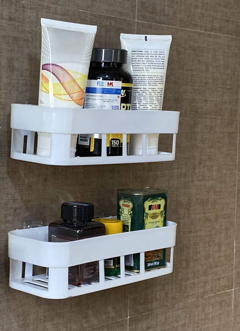MOSHTU Plastic Bathroom Storage Stand Shelf Organization with Rack Basket with Self Stick for Shampoo, Conditioner and Soap - Image 2
