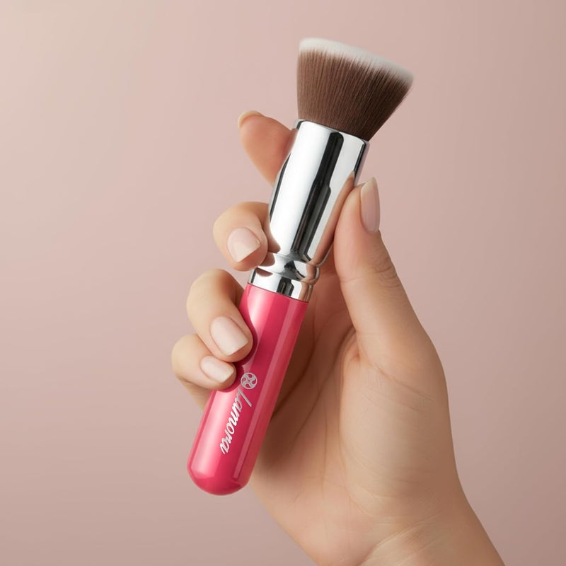 Lamora Makeup Brush Foundation Kabuki - Flat Top Face Brush for Liquid, Cream, and Powder Cosmetics - Full Coverage Blending, Buffing, Stippling, Contouring - Image 3