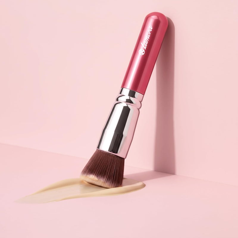 Lamora Makeup Brush Foundation Kabuki - Flat Top Face Brush for Liquid, Cream, and Powder Cosmetics - Full Coverage Blending, Buffing, Stippling, Contouring - Image 5