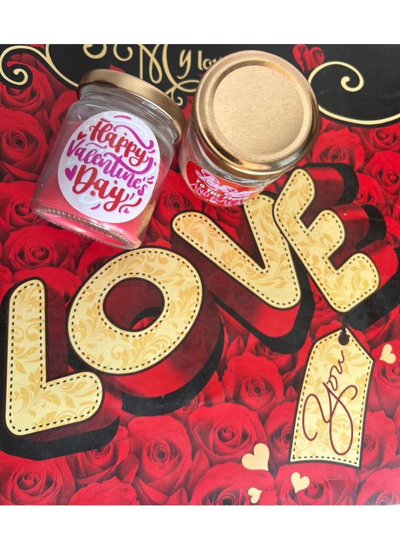 The Essenza Valentines Day Scented Jar Candle Romantic Gift for Him Her Premium Aromatic Candle in Glass Jar with Assorted Love Stickers Sets Available Set of 123 2  - Image 4