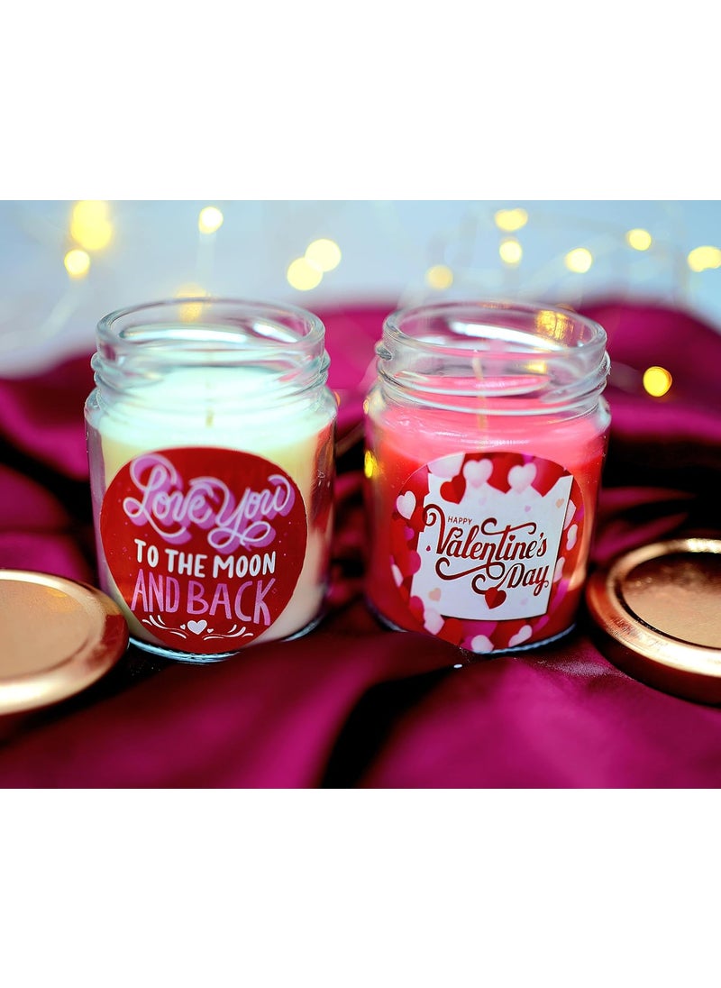 The Essenza Valentines Day Scented Jar Candle Romantic Gift for Him Her Premium Aromatic Candle in Glass Jar with Assorted Love Stickers Sets Available Set of 123 2  - Image 1