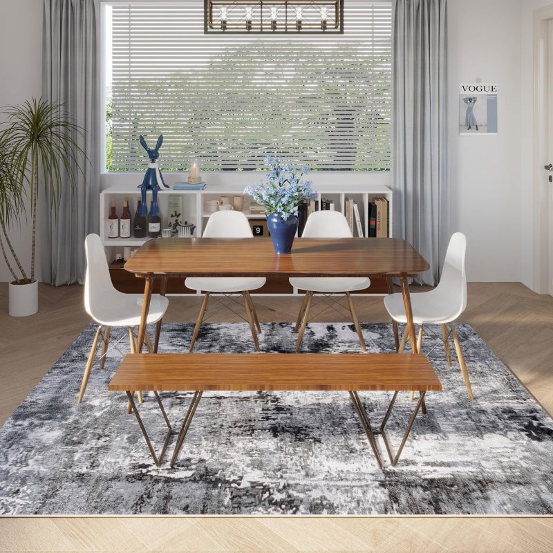 Rugcomf 8x10 Area Rug Washable Boho Rug Soft Non-Slip Non-Shedding Faux Wool Vintage Rug for Living Room, Farmhouse, Dining Room, Indoor, Kids Playroom, Grey and Black - Image 2