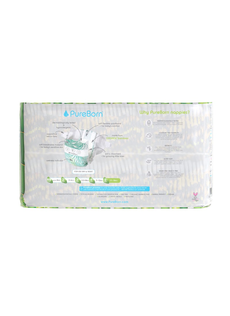 PureBorn Organic Bamboo Eco-Friendly Tape Style Diapers Leopard Print Size 5 With Wetness Indicator 88 Diapers - Image 2