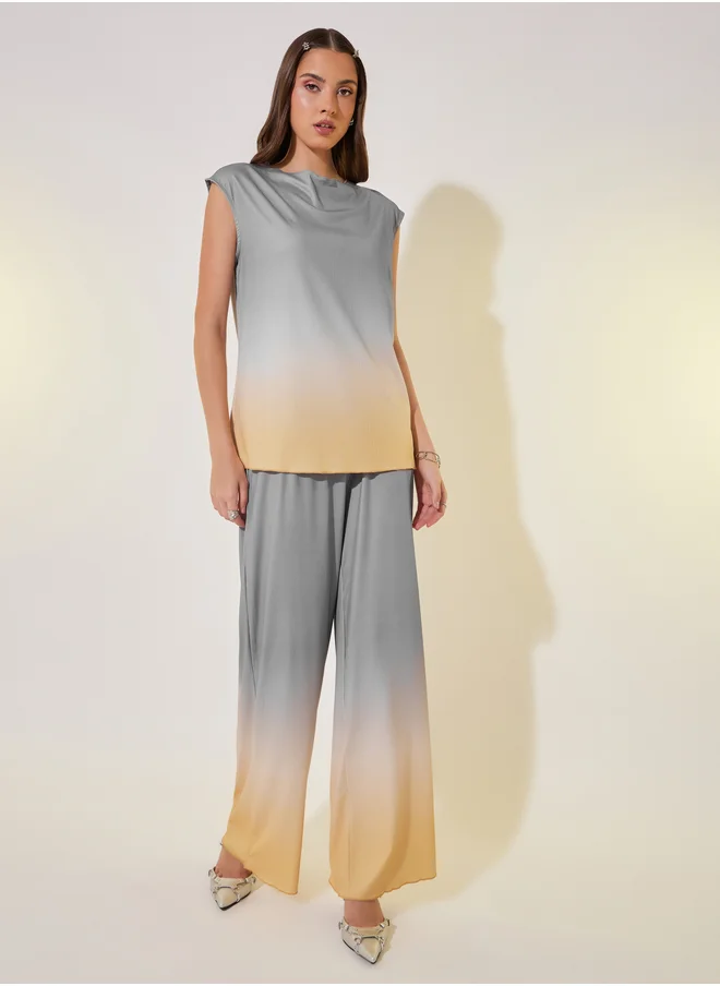 ستايلي Ombre Print Sleeveless Top and Pants Co-Ords