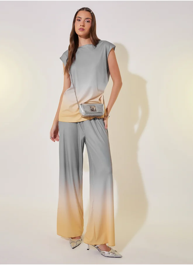 ستايلي Ombre Print Sleeveless Top and Pants Co-Ords