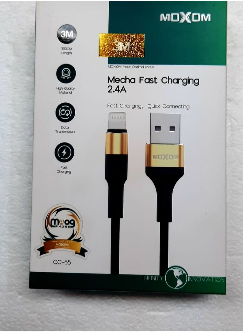 MOXOM - Mecha Fast Charging 2.4A, Fast Charging, Quick Connecting, 3M Cable - Image 1
