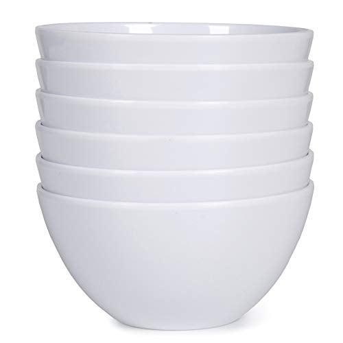 Webbylee Melamine Cereal Bowls set - 6pcs 20oz White Soup Bowls for Daily Use, Dishwasher Safe, Durable,Break-resistant - Image 1