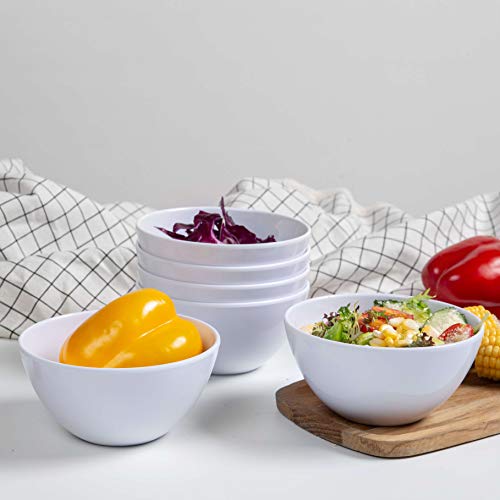 Webbylee Melamine Cereal Bowls set - 6pcs 20oz White Soup Bowls for Daily Use, Dishwasher Safe, Durable,Break-resistant - Image 4