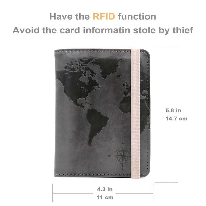 kandouren kandouren RFID Passport Holder Cover Case,Travel Accessories for Men,Passport Wallet with Gray Leather for Mens,Gift for traveler,Credit Card and ID Holder Wallet  - Image 4