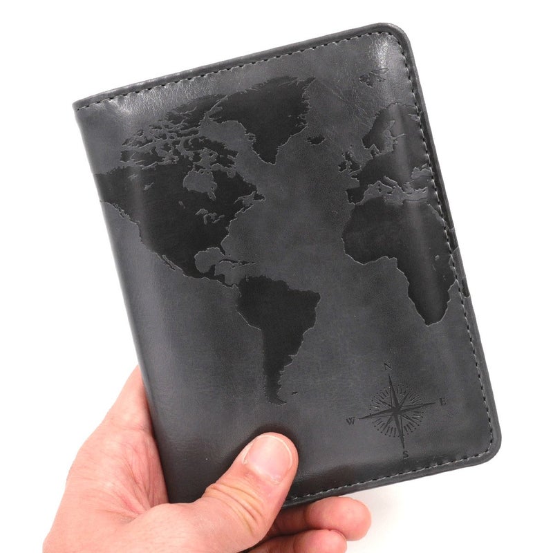 kandouren kandouren RFID Passport Holder Cover Case,Travel Accessories for Men,Passport Wallet with Gray Leather for Mens,Gift for traveler,Credit Card and ID Holder Wallet  - Image 2