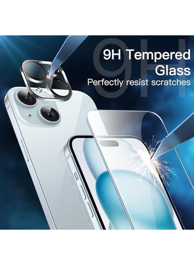 Jetech 5 In 1 Case For Iphone 15 6.1 Inch With 2 Pack Each Tempered Glass Screen Protector And Camera Lens Protector Non Yellowing Shockproof Bumper Phone Cover Blue - Image 5