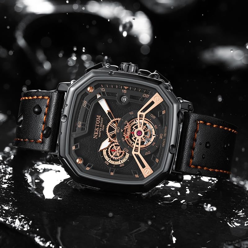 LILUOKE Men's Quartz Watch with Luminous Hands, Bold Black Face, 30ATM Water Resistance - Durable Casual  Timepiece - Image 3