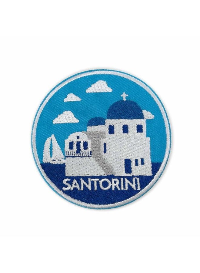 Cute-Patch Santorini Travel Embroidered Iron on sew on Patches for Clothing Greece Visit Souvenir - Image 1
