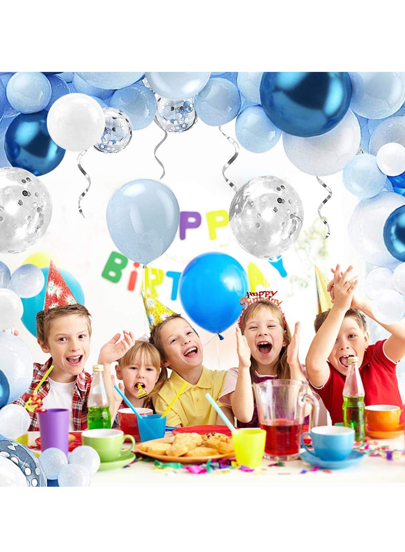 PAMEER 123pcs Blue & White Balloon Arch & Garland Kit with Pump | Confetti & Metal Latex Balloons for Party Decorations | Celebrate your Birthdays, Wedding, Baby Showers, Oh Baby, Eid & Events.  - Image 3