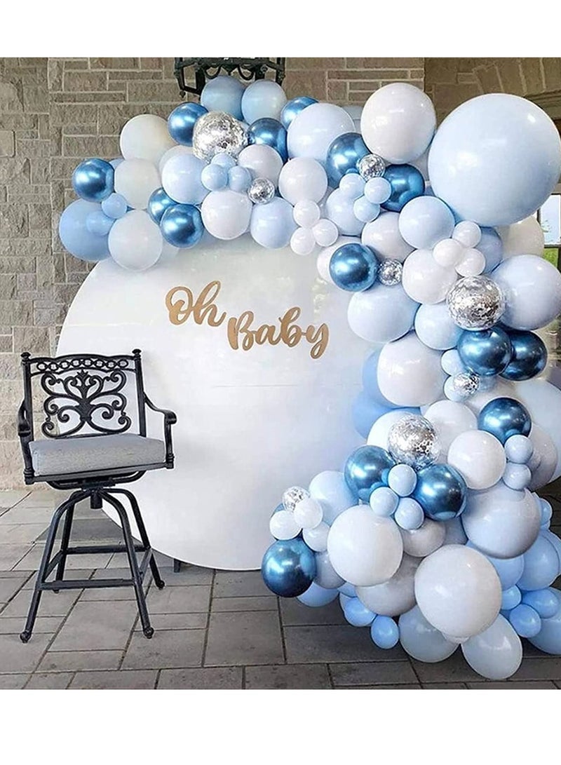 PAMEER 123pcs Blue & White Balloon Arch & Garland Kit with Pump | Confetti & Metal Latex Balloons for Party Decorations | Celebrate your Birthdays, Wedding, Baby Showers, Oh Baby, Eid & Events.  - Image 5