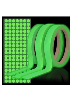 KASTWAVE Luminous Tape Waterproof Self-adhesive Green Light with Dot Stickers for Stairs Stage Wall Lamp Decoration 3 Rolls Glow in the Dark 15 Meters  - Image 1