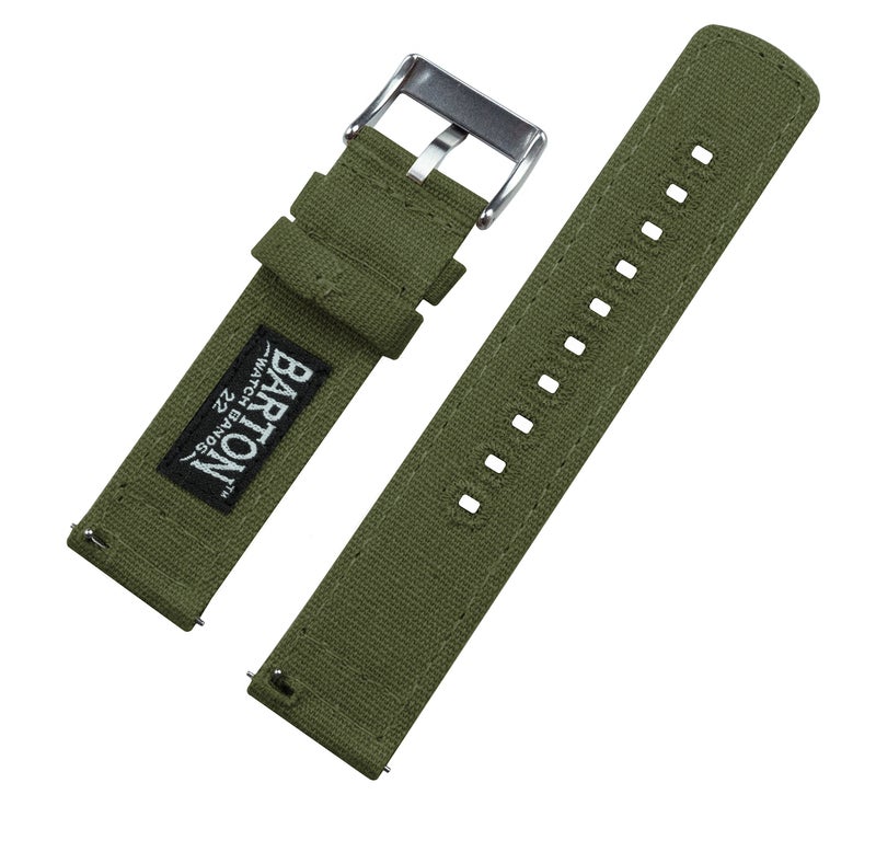 Barton Watch Bands أشرطة ساعة بارتون القابلة للإفراج السريع من القماش، أخضر عسكري، 20 مم - Image 3