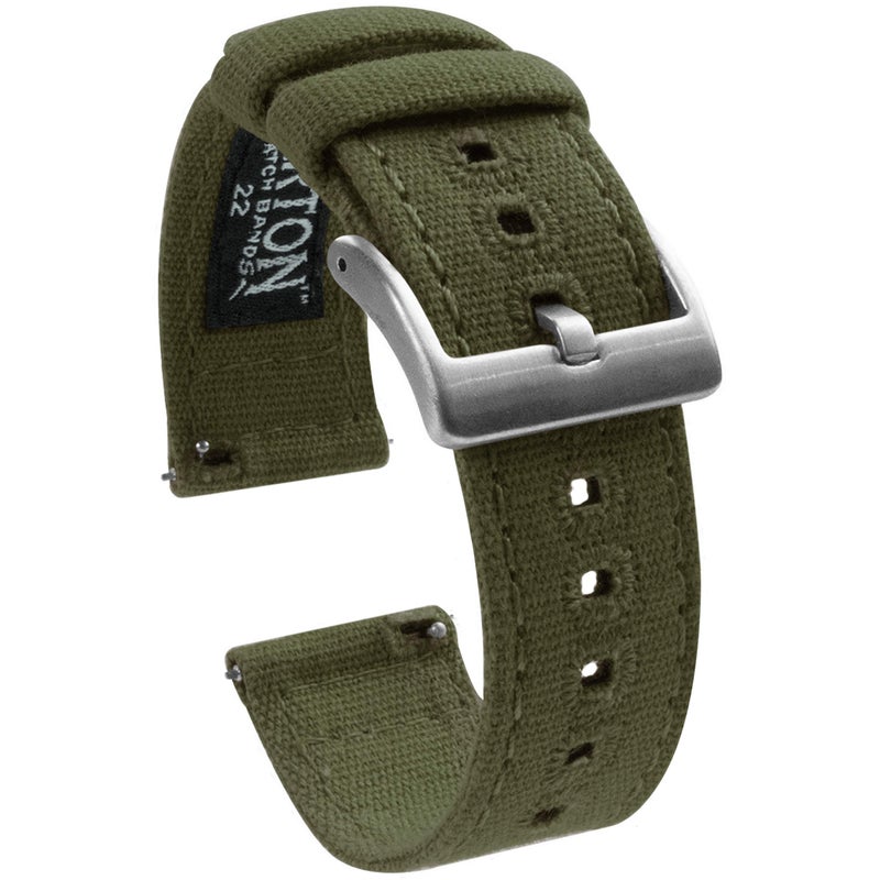 Barton Watch Bands أشرطة ساعة بارتون القابلة للإفراج السريع من القماش، أخضر عسكري، 20 مم - Image 1