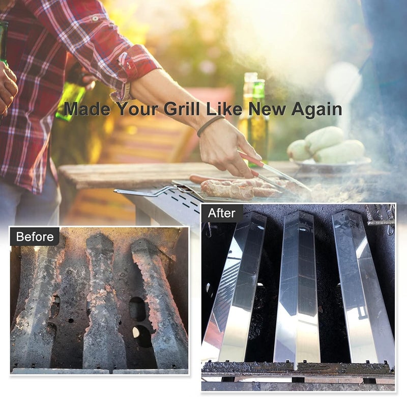 Criditpid Heat Plates Shield Replacement Parts for Char griller 5050, 5650, 3001, 5072, 3008 Grill, Stainless Steel Heat Tent Burner Cover Flame Tamers for Chargriller Duo 5050, King Griller 3008 5252 - Image 4