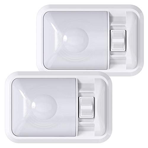 Leisure LED 2 Pack 12V RV Ceiling Dome Light RV Interior Lighting Frosted Lens for Trailer Camper with Switch, Single Dome 300LM (Frosted Lens Natural White 4000-4500K, 2-Pack) - Image 1