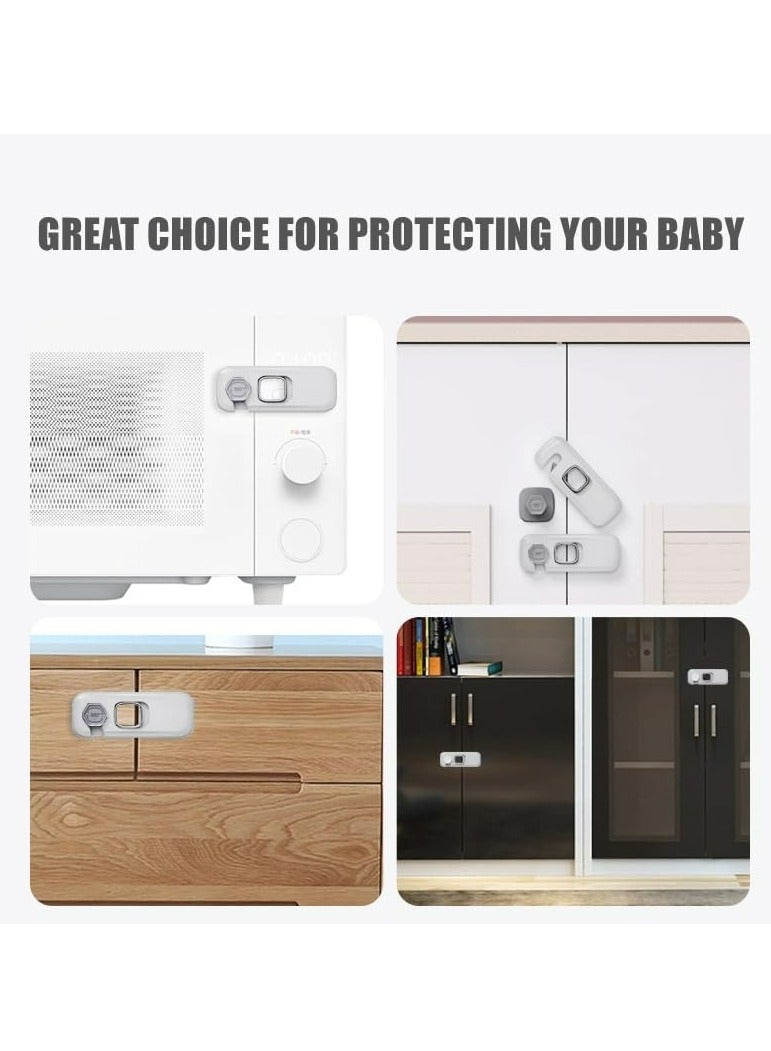 2 Pack Child Proof Refrigerator Lock,  Fridge Locks for Kids with Sticky Adhesive Pads, Child Safety Locks for Doors, RV Refrigerator, Oven Lock Child Safety Baby Cabinet Locks - Grey Updated