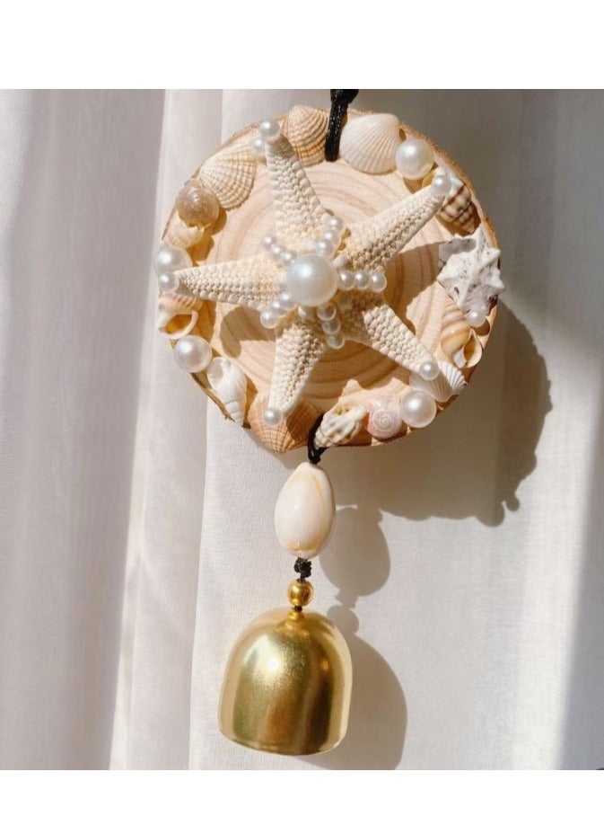الواحة-TH جرس الرياح على شكل صدفة بحرية طبيعية على شكل نجمة البحر لتزيين المنزل وديكور الستائر وديكور الباب