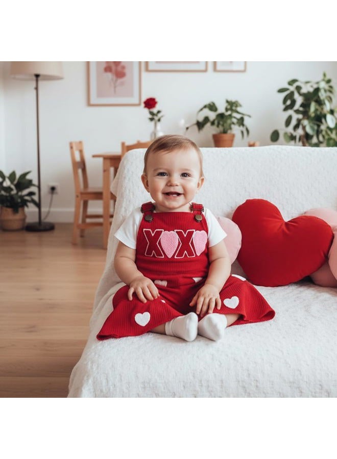 Rtnnsbbfcm Toddler Baby Girl Valentines Outfit Love Heart Overalls Kids Bell Bottoms Little Girls Spring Clothing, Heart, 3-4 Years - Image 3