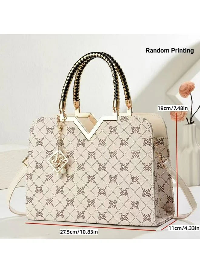 Take Two  Printed Dual Handle Handbag with Drop Charm for Women | Best Price UAE