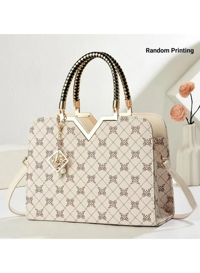 Take Two  Printed Dual Handle Handbag with Drop Charm for Women | Best Price UAE