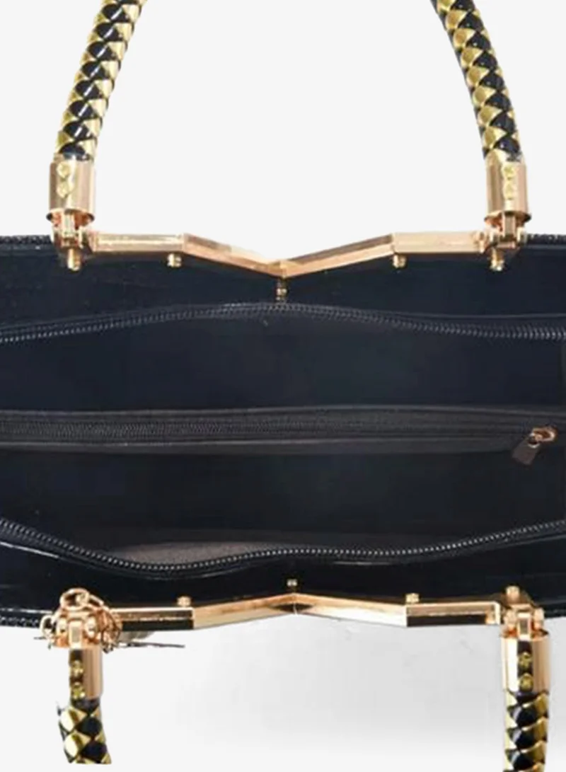 Take Two  Printed Dual Handle Handbag with Drop Charm for Women | Best Price UAE