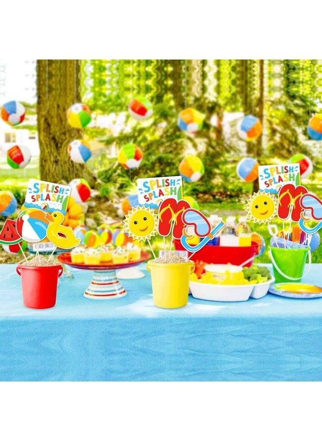 Bessmoso - 24Pack Beach Ball Birthday Party Centerpiece Sticks Table Toppers Splish Splash Party Decorations Summer Beach Ball Party Favor Pool Party Supplies - Image 1