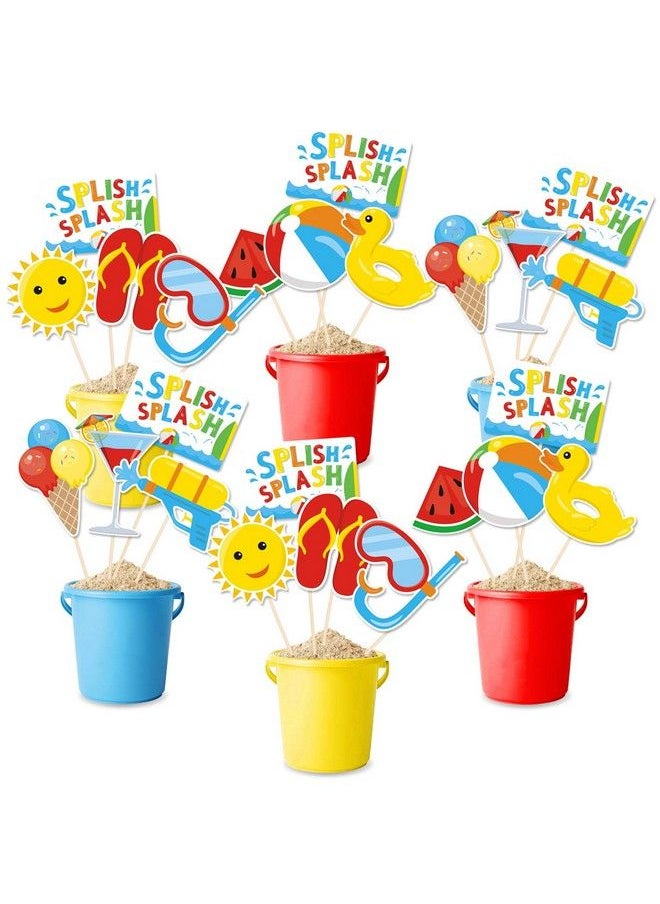 Bessmoso - 24Pack Beach Ball Birthday Party Centerpiece Sticks Table Toppers Splish Splash Party Decorations Summer Beach Ball Party Favor Pool Party Supplies - Image 1