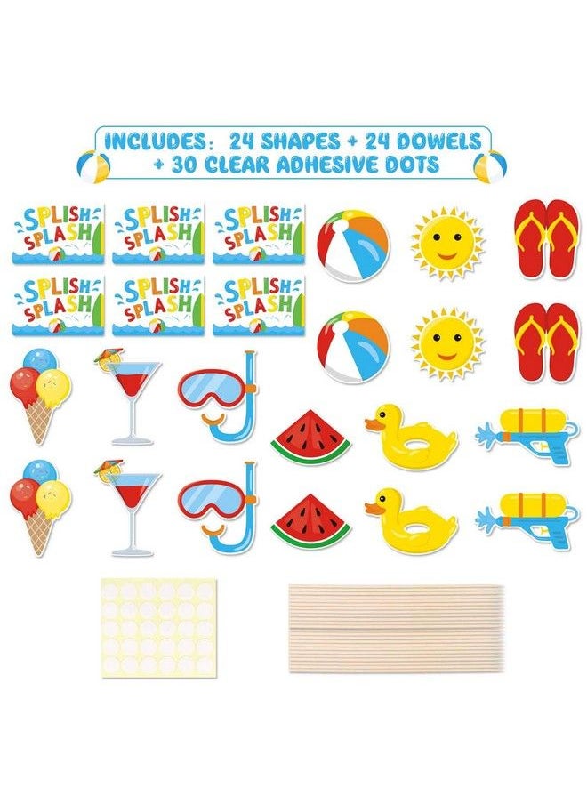 Bessmoso - 24Pack Beach Ball Birthday Party Centerpiece Sticks Table Toppers Splish Splash Party Decorations Summer Beach Ball Party Favor Pool Party Supplies - Image 1