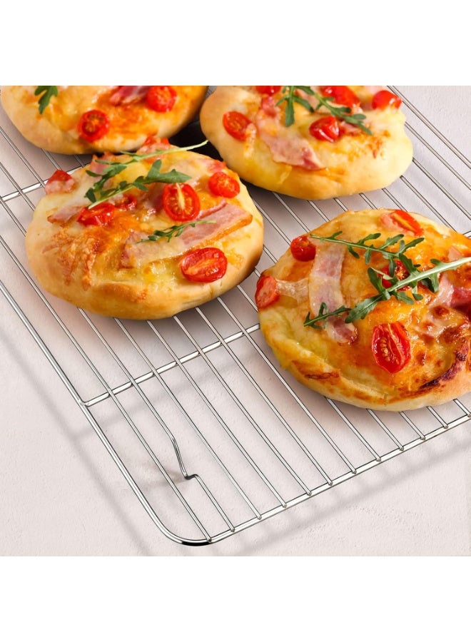 مخطوطات مجموعة صواني خبز ورفوف من الفولاذ المقاوم للصدأ، صينية ورفوف غير لاصقة وغير سامة ومتينة وسهلة التنظيف، صواني خبز لطهي الخبز/البسكويت/اللحوم، 25×32 سم - Image 3