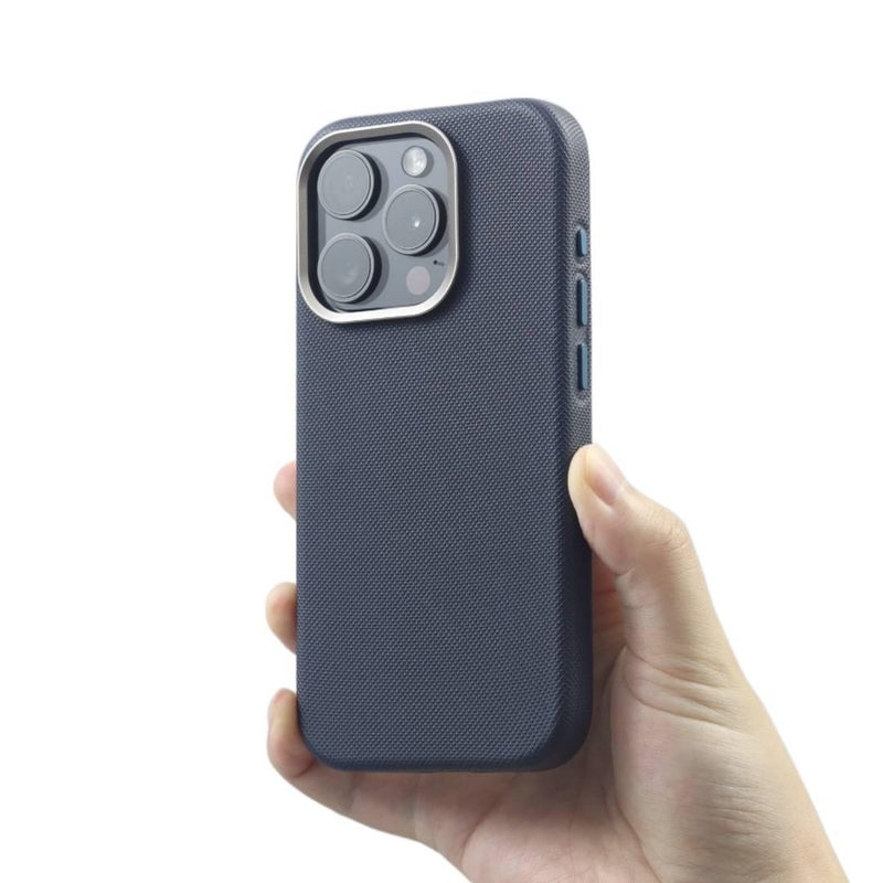 Leather Texture MagSafe Case for iPhone 13 with Drop Protection and Strong Magnetic plus Shockproof plus Diamond Pattern Leather Texture plus Scratch Resistant in Blue - Image 1