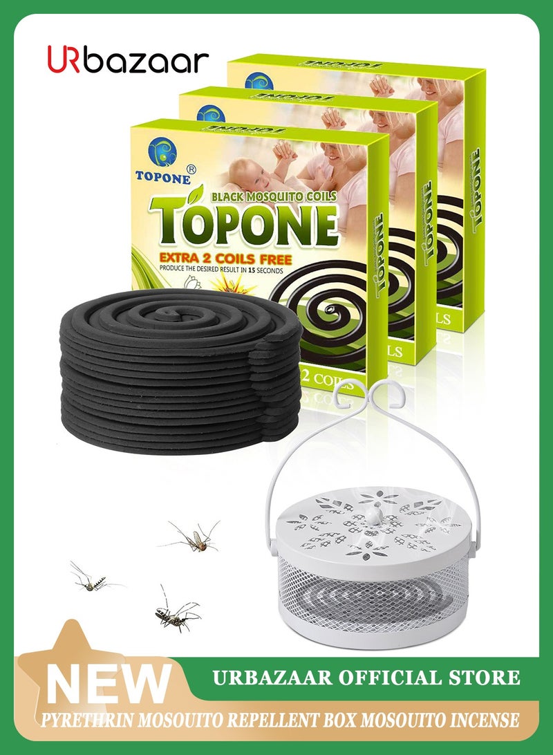 TOPONE 3Pack 36Coils Mosquito Coils  with 1 Mosquito Coil Box Iron Holder Household Censer Repellent Incense Coil - Image 1