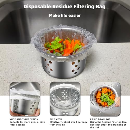 XMALL Disposable Residue Filtering Bag 200 PCS, Suitable For Collecting Garbage And Debris From Kitchen Sinks And Bathroom Drains To Prevent Blockages In Waterways, Kitchen Essentials Sink Filter Nets - Image 3