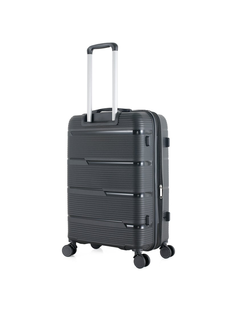 اتش تي حقيبة سفر H.T Checked Luggage - حقائب سفر متينة ذات غلاف صلب مزودة بعجلات دوارة ومقبض تلسكوبي وسحابات مضادة للسرقة (145 لتر، حقيبة سفر خفيفة الوزن) (أسود، كبير الحجم 32 بوصة) - Image 3