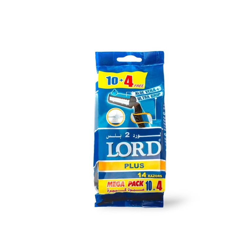 Lord Disposable Razor Twin Blades With Lubricating Strip 10+4 Razors