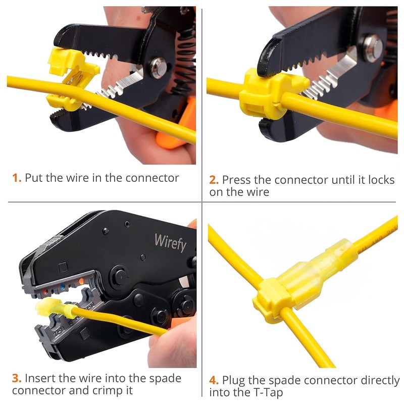 Wirefy 120 PCS T Tap Wire Connectors - Quick Splice Wire Connectors - for Low Voltage Usage - Quick Disconnect Wire Taps - Yellow 12-10 AWG - Image 5