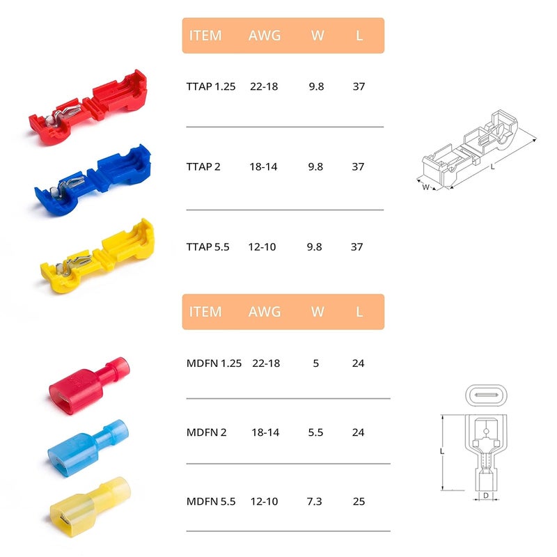Wirefy 120 PCS T Tap Wire Connectors - Quick Splice Wire Connectors - for Low Voltage Usage - Quick Disconnect Wire Taps - Yellow 12-10 AWG - Image 4