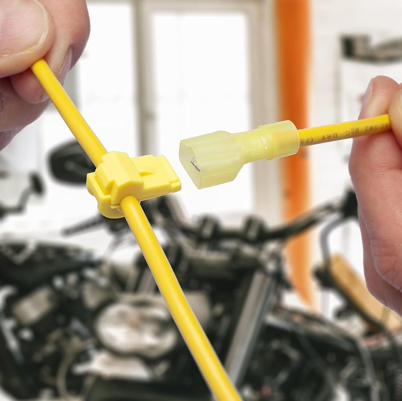 Wirefy 120 PCS T Tap Wire Connectors - Quick Splice Wire Connectors - for Low Voltage Usage - Quick Disconnect Wire Taps - Yellow 12-10 AWG - Image 3