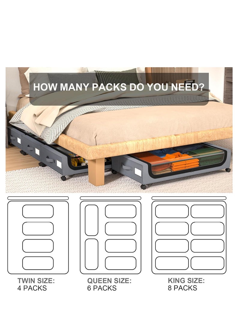 ARCOON - ARCOON Under Bed Storage with Wheels: XXL 48L Underbed Storage Containers with Lids - Rolling Drawers for Shoes Clothes in Dorm Bedroom - Space-Saving Easy Pull-out Grey, Pack of 2 pieces - Image 1