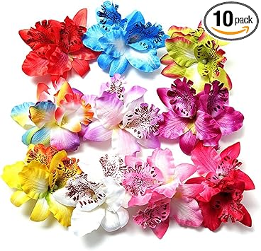 HugeStore Pack of 10 Womens Girls Orchid Flowers Leopard Hair Clip Hair Accessories Hair Pins - Image 1