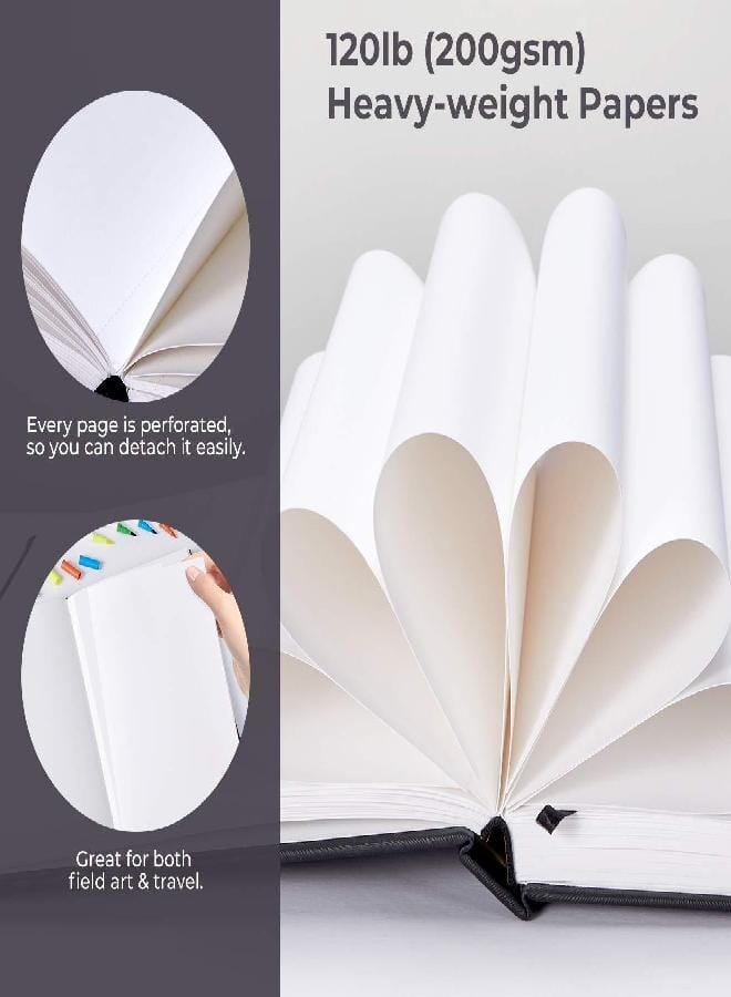 Ohuhu Ohuhu Sketchbook Marker Paper Pad: 8.3"x11.7" Large Art Sketch Book Drawing Papers 78 Sheets/156 Pages 120 lb/200 GSM Hardcover Sketching Books for Markers Sketchpad Christmas Gift - Image 3